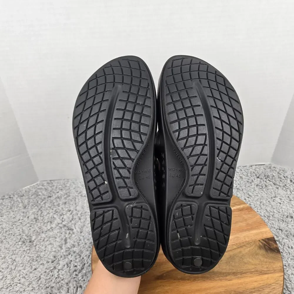 Oofos Mens 13 Ooriginal Black Recovery Comfort Casual Daily Sandals Flip Flop